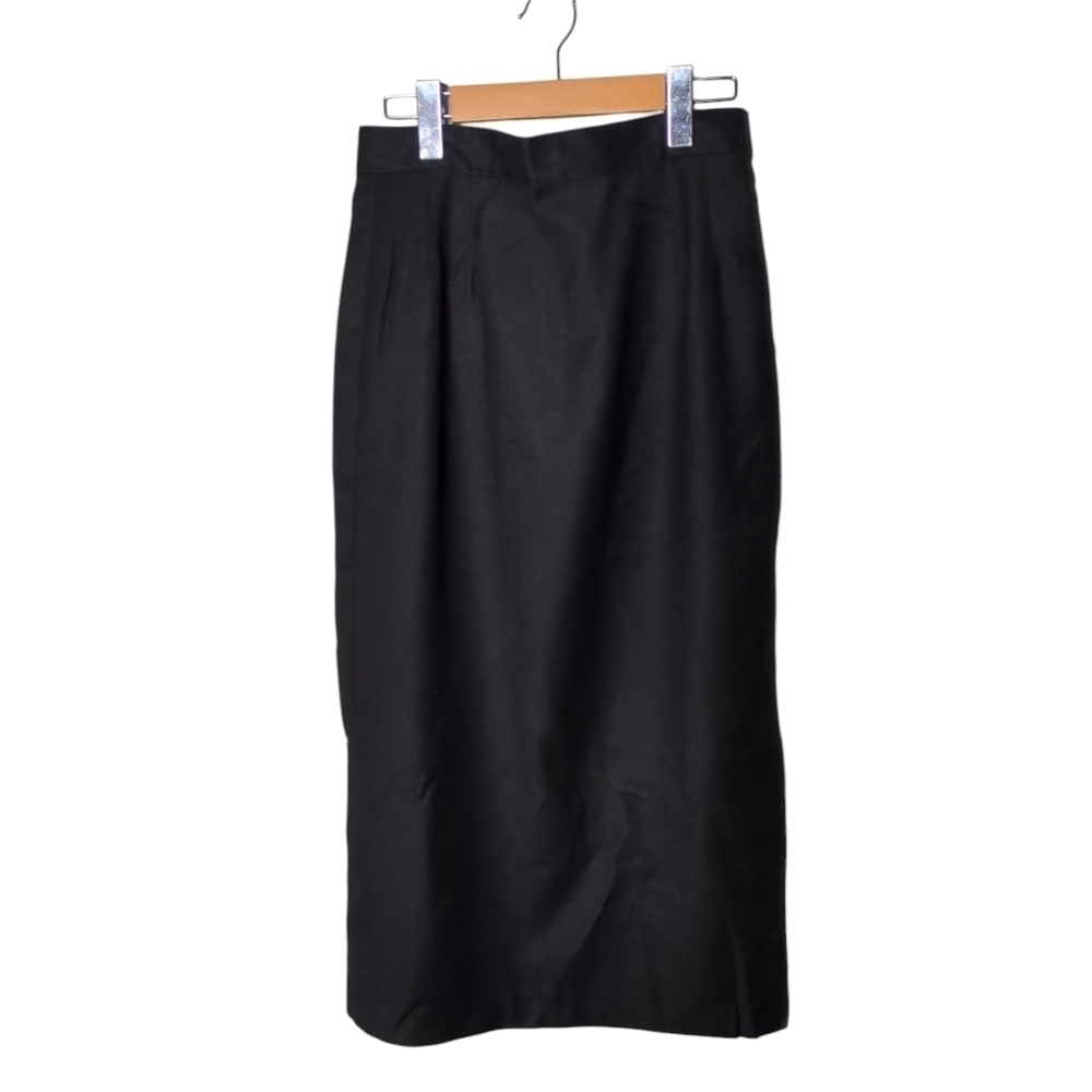Giorgio Sant'‎ Angelo 100% Pure Wool Black Pencil Midi Skirt Size 8 Vintage